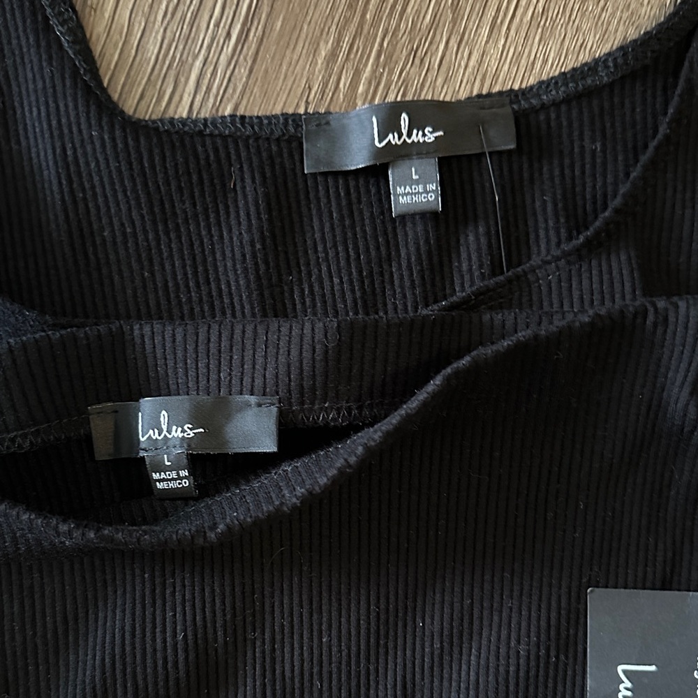 Lulu's Black Ribbed Pencil Midi Skirt and Top - Picture 2 of 2